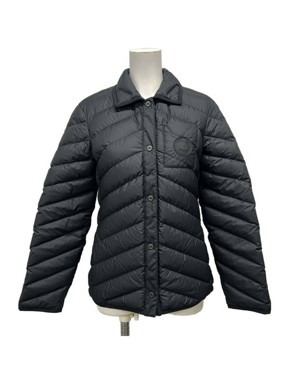 Hermes Down Jacket 36 S Black Long Sleeve Winter Clou de Selle